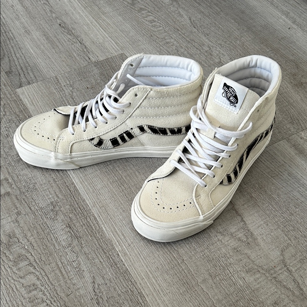 Vans cream zebra High-Top Sneakers SZ 6.5